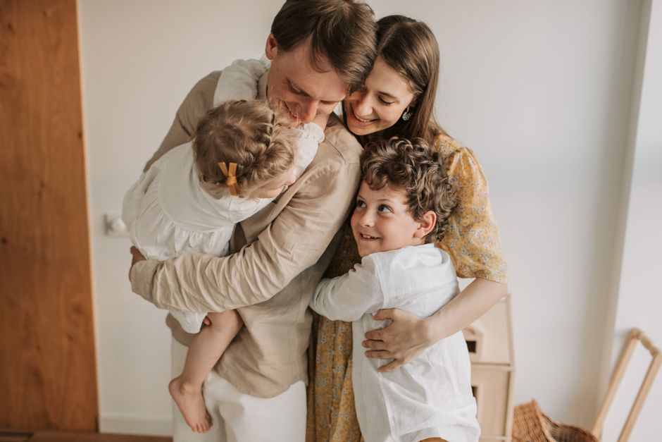 Happy family enjoying their energy-efficient home
